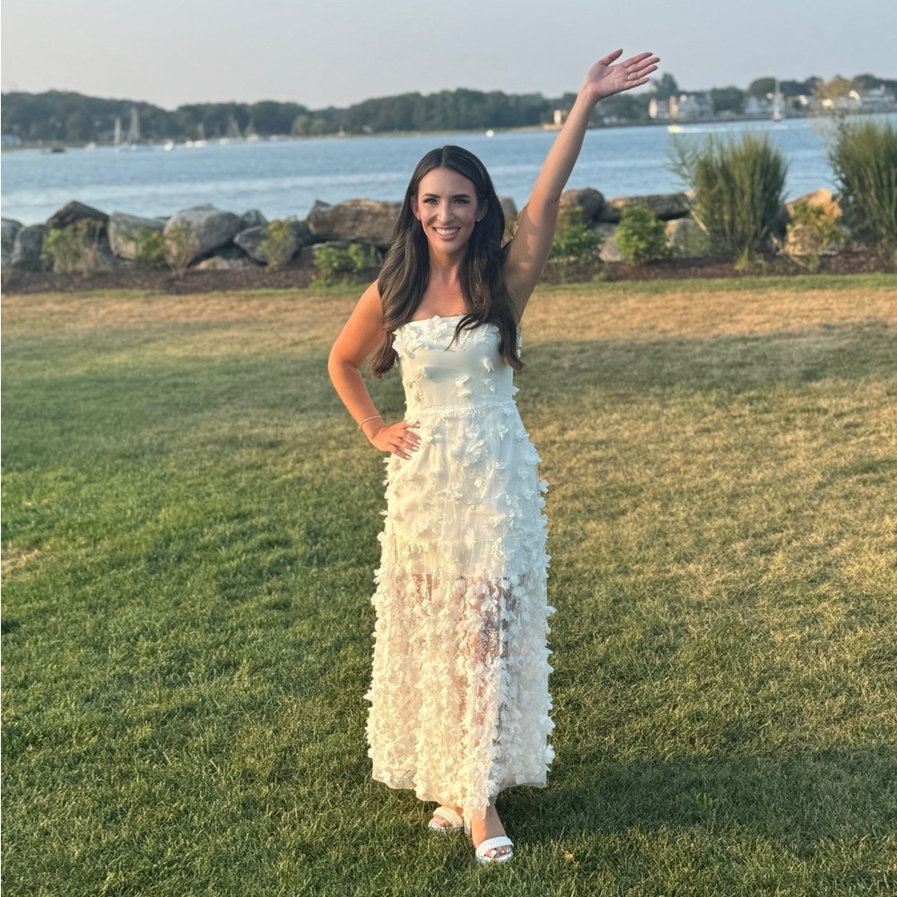 Anthropologie Helsi Audrey Square-Neck Floral Appliqué Sheer Midi Dress - Picture 5 of 5